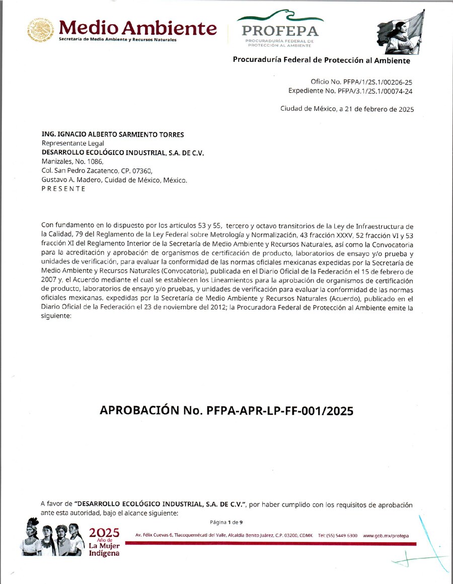 Portada de APROBACIÓN PROFEPA-FUENTES FIJAS-EMISIONES