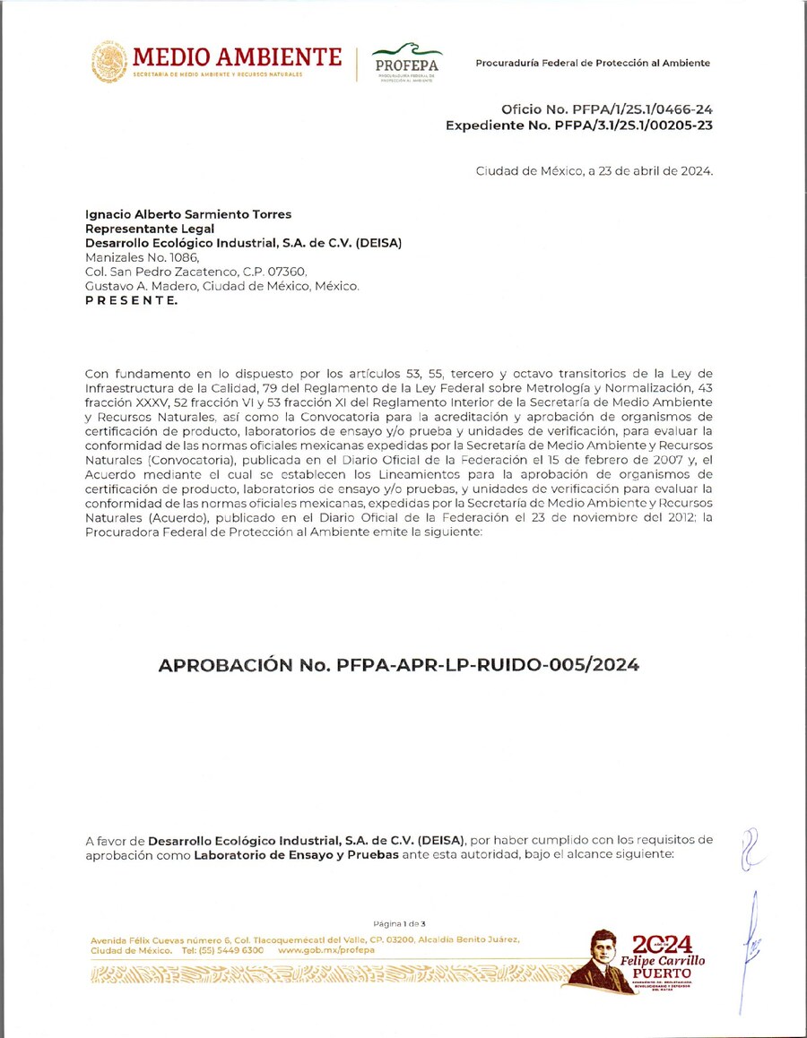Portada de APROBACIÓN-PROFEPA RUIDO (NOM-081-2024)