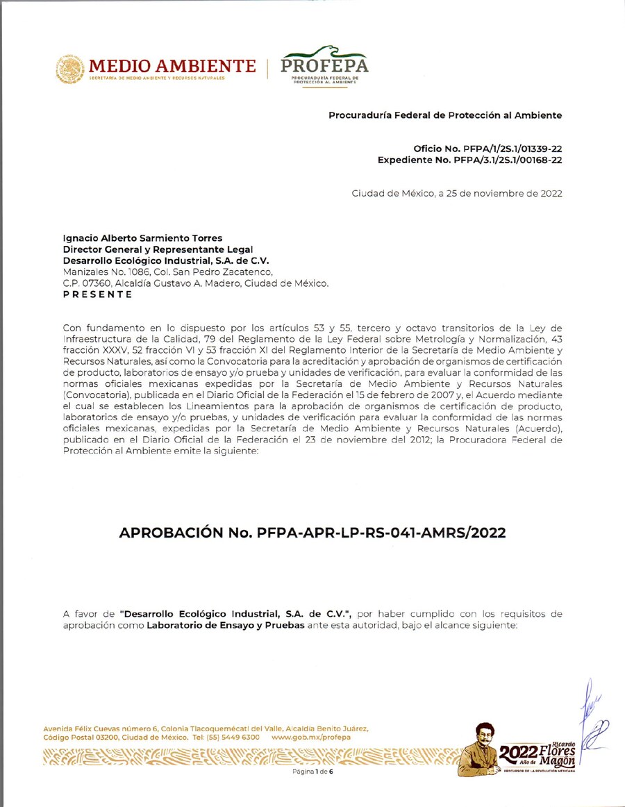 Portada de APROBACIÓN PROFEPA- SUELOS Y RESIDUOS (1)