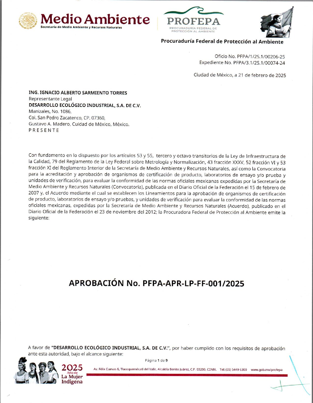 Portada de APROBACIÓN PROFEPA-FUENTES FIJAS-EMISIONES