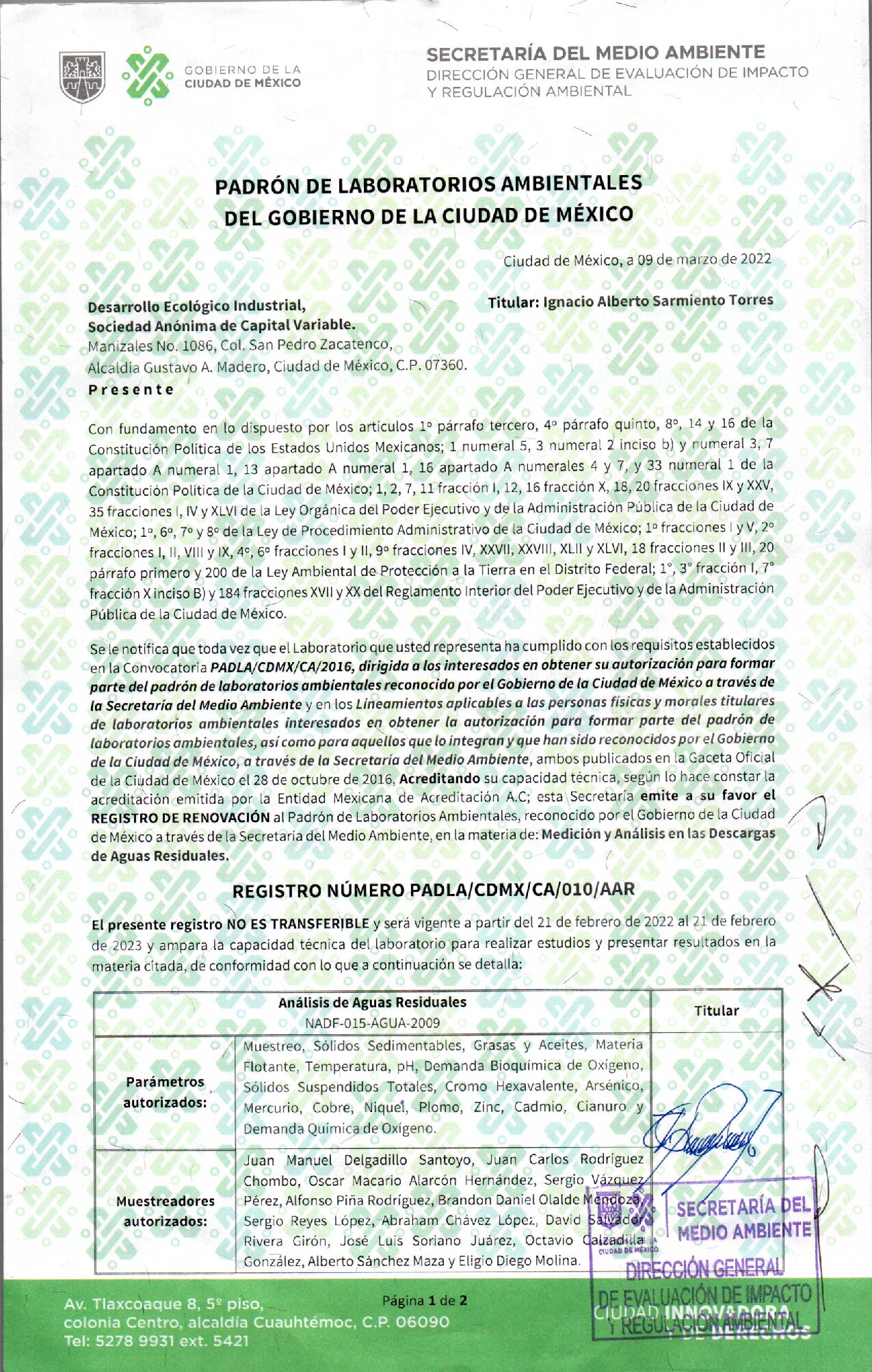 Portada de Aprobacion-NADF-015-AGUA-2009