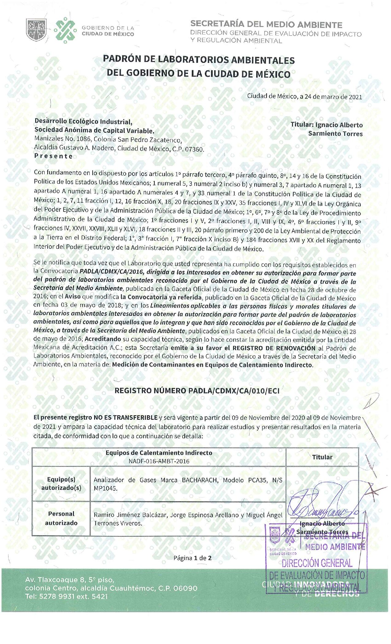 Portada de RegistroNADF-016-AMBT-2016