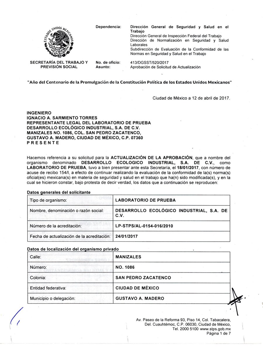 Portada de APROBACION-STPS- NOM-010-STPS-2014